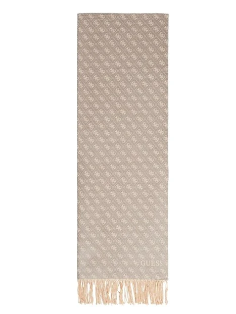 STOLA CON STAMPA LOGO E BORDI SFRANGIATI DONNA GRIGIO