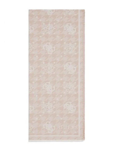 SCIARPA CON MOTIVO JACQUARD E BORDI SFRANGIATI DONNA BEIGE