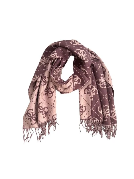 STOLA CON STAMPA MONOGRAM CON BORDI SFRANGIATI DONNA VIOLA