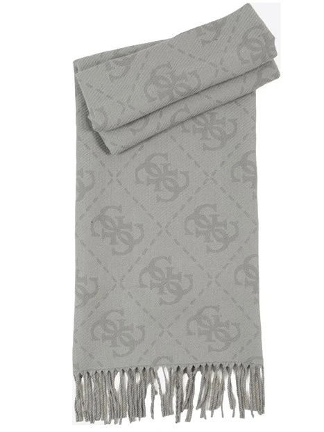 STOLA CON STAMPA MONOGRAM E BORDI SFRANGIATI DONNA GRIGIO