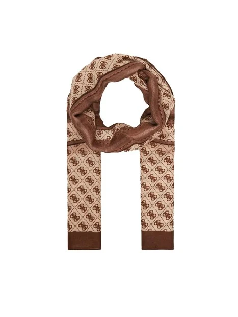 SCIARPA FOULARD CON STAMPA MOTIVO LOGATO DONNA BEIGE SCURO