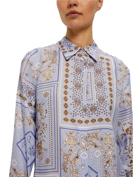 CAMICIA IN VISCOSA CON STAMPA FANTASIA DONNA AZZURRO