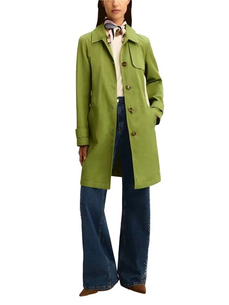 GIACCA IMPERMEABILE CON COLLO A CAMICIA DONNA  VERDE