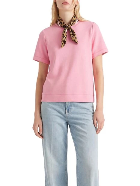 T- SHIRT MANICA CORTA CON FOULARD ABBINATO DONNA  ROSA