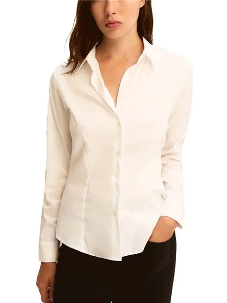 CAMICIA COLLO A CAMICIA E BOTTONI A VISTA DONNA BIANCO