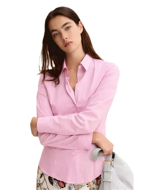 CAMICIA COLLO A CAMICIA E BOTTONI A VISTA DONNA ROSA