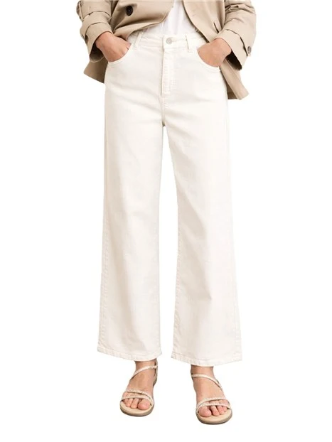 PANTALONI PALAZZO IN GARBADINA STRECTH DONNA BIANCO
