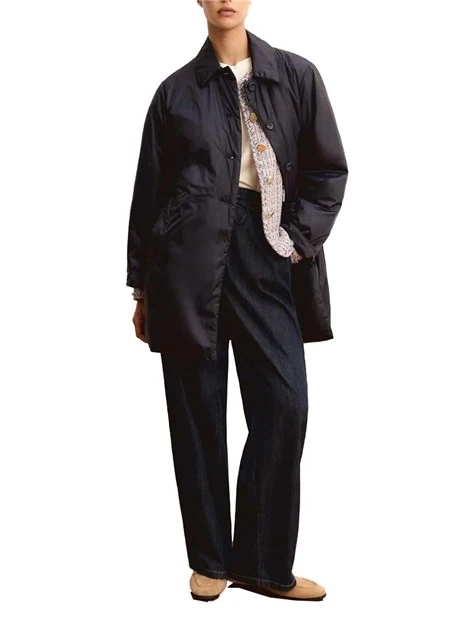 GIACCA IMPERMEABILE COLLO A CAMICIA DONNA BLU