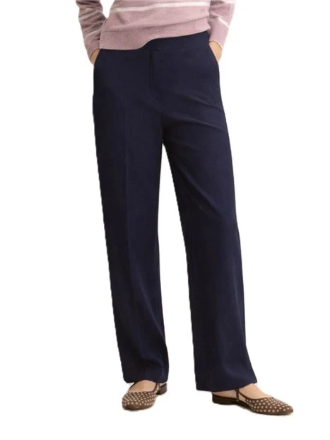 PANTALONI PALAZZO AMPI IN JERSEY CON PIEGA STIRATA DONNA BLU