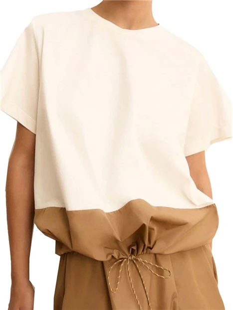 BLUSA COLLO STONDATO CON COLULISSE SUL FONDO DONNA MARRONE