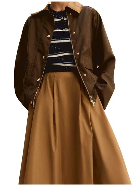 GONNA LUNGA CON INSERTO ELASTICO IN VITA DONNA MARRONE