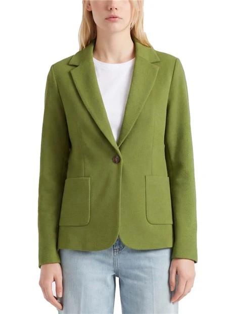 BLAZER SCOLLO REVER MONOPETTO BOTTONE A VISTA DONNA VERDE