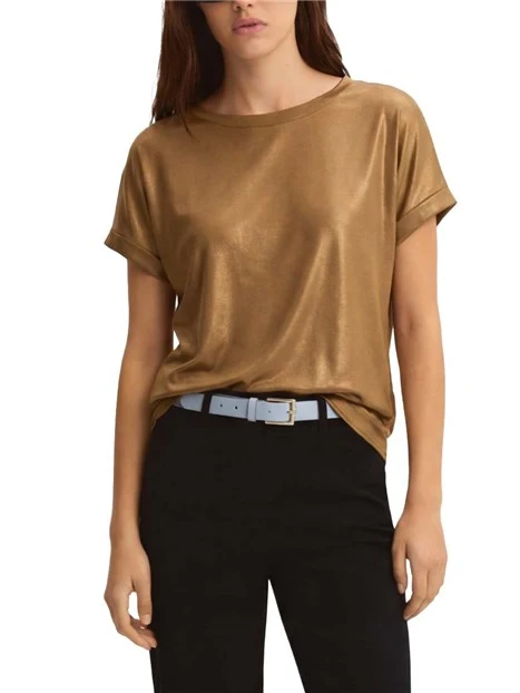 BLUSA MANICA CORTA  SCOLLO STONDATO DONNA MARRONE