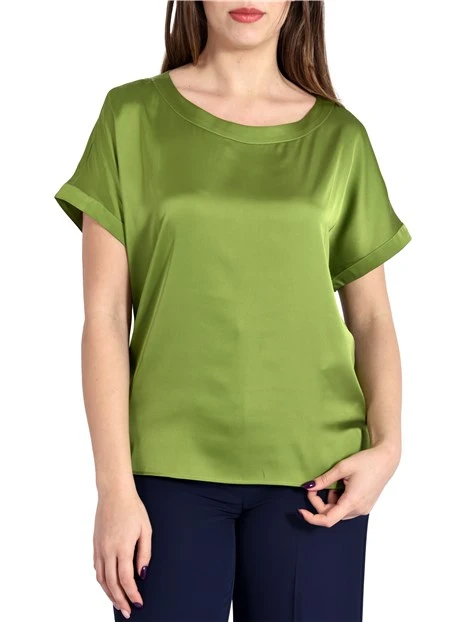 BLUSA MANICA CORTA SCOLLO STONDATO DONNA VERDE