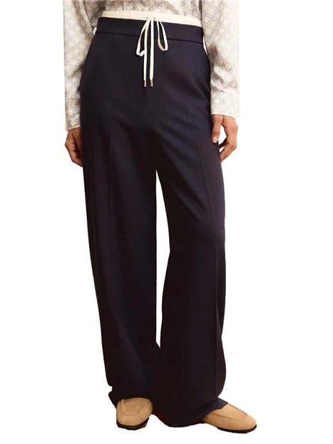 PANTALONI PALAZZO LINEA DRITTA E COULISSE DONNA BLU