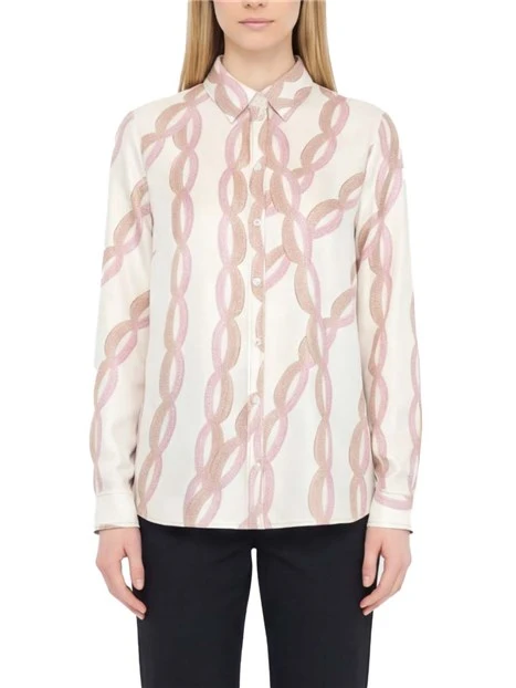 CAMICIA IN TWILL CON STAMPA DONNA BIANCOROSA