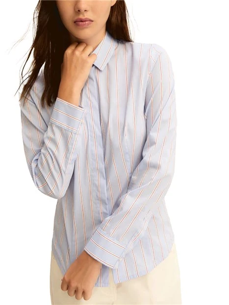 CAMICIA LINEA SFIANCATA CON  ABBOTTONATURA NASCOSTA DONNA AZZURRO