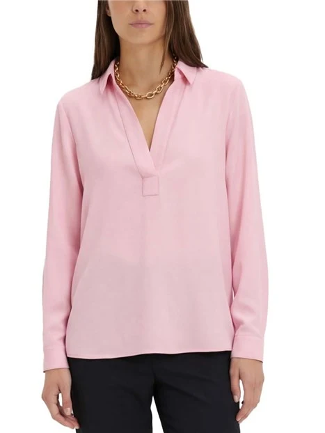 BLUSA FIT DRITTO IN MISTO SETA DONNA ROSA