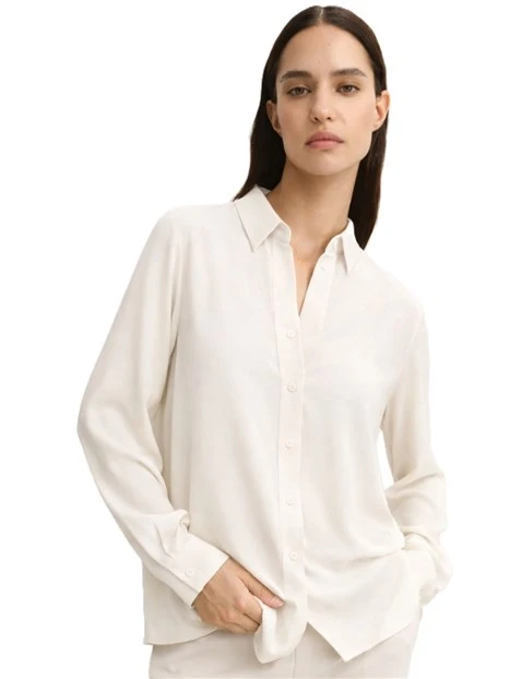 CAMICIA IN MISTO SETA CON FONDO STONDATO DONNA BIANCO