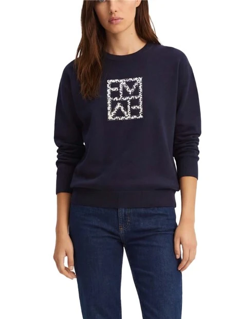 FELPA GIROCOLLO CON LOGO FRONTALE DONNA BLU