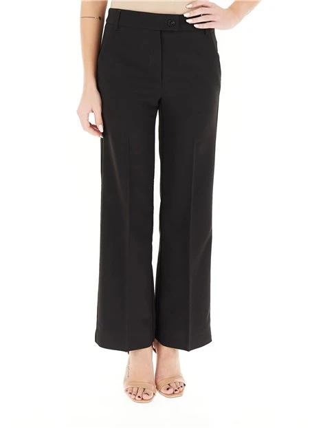 PANTALONI PALAZZO LINEA DRITTA CON GAMBA AMPIA DONNA NERO