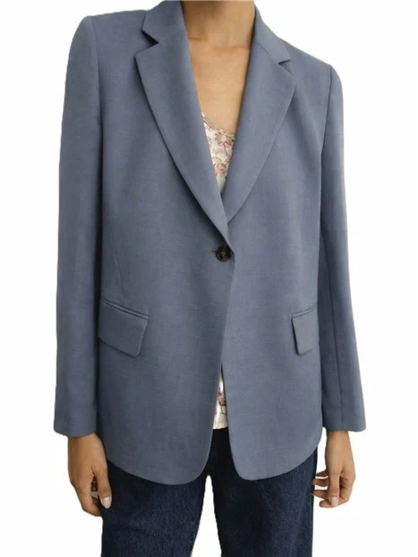 BLAZER MONOPETTO CON TASCHE LATERALI APPLICATE DONNA AZZURRO