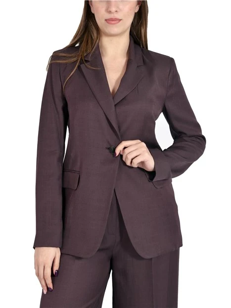 BLAZER MONOPETTO CON TASCHE LATERALI APPLICATE DONNA MARRONE