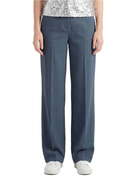 PANTALONI PALAZZO  IN MISTO VISCOSA FIT AMPIO DONNA AZZURRO