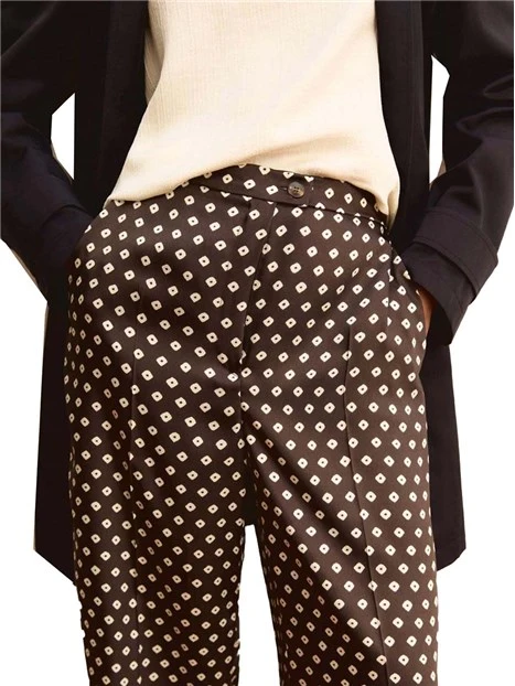 PANTALONI PALAZZO CON FANSTASIE VARIE DONNA MARRONE