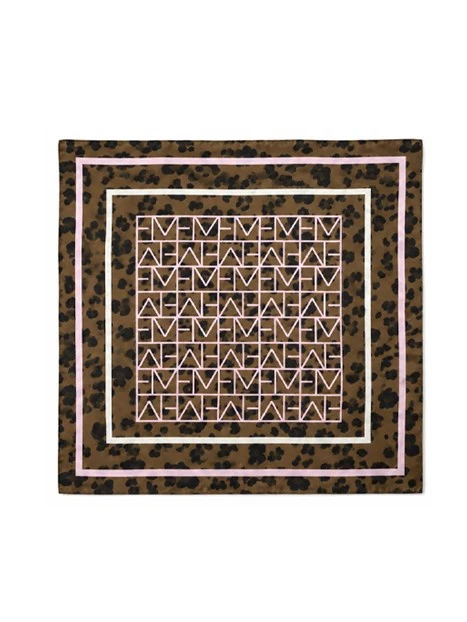 FOULARD IN TWILL DI SETA CON FANTASIA MULTICOLORE DONNA MARRONE
