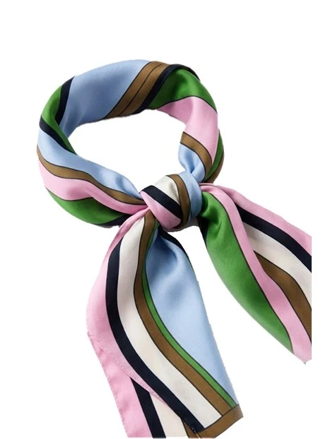 FOULARD IN TWILL DI SERA CON FANTASIA MULTICOLORE DONNA ROSA