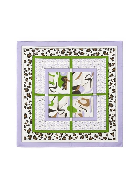FOULARD IN TWILL DI SETA CON FANTASIA MULTICOLORE DONNA VIOLA