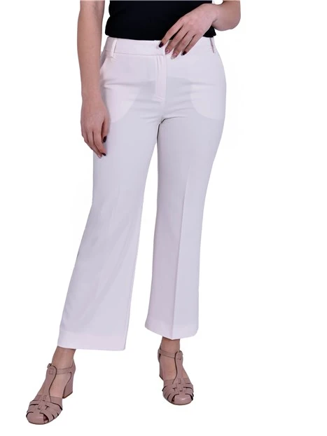 PANTALONI PALAZZO  IN TWILL TECNICO STRETCH DONNA BIANCO