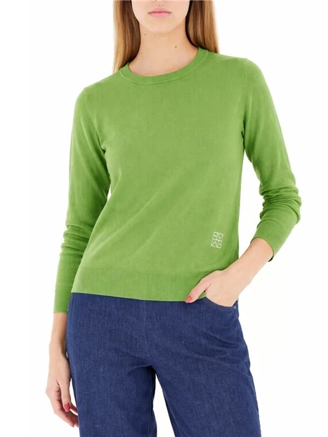 MAGLIA GIROCOLLO CON RICAMO MONOGRAM DONNA VERDE