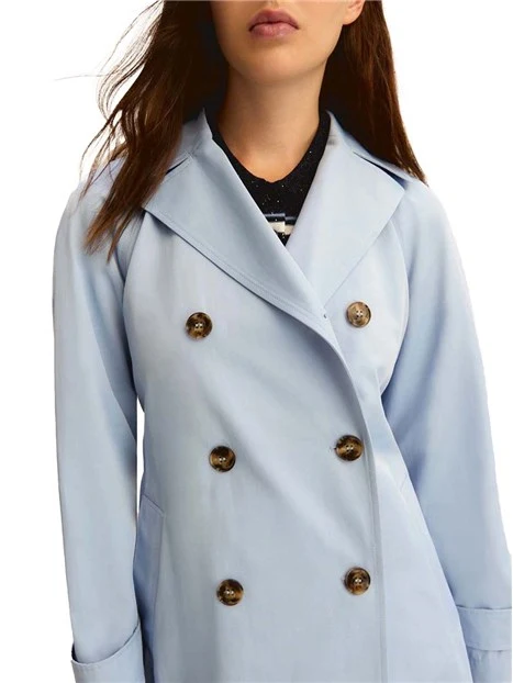 TRENCH IMPERMEABILE CON CINTURA IN TESSUTO COORDINATA DONNA AZZURRO