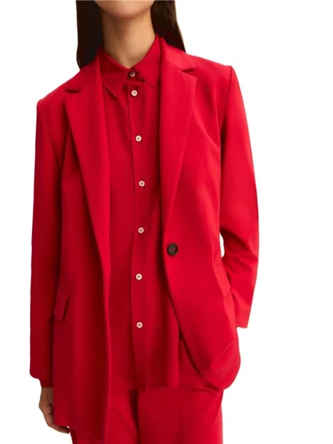 GIACCA MONOPETTO IN MORBIDO JERSEY DONNA ROSSO