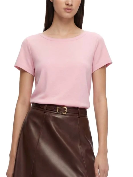 BLUSA IN MISTO SETA CON SCOLLO A BARCA DONNA ROSA
