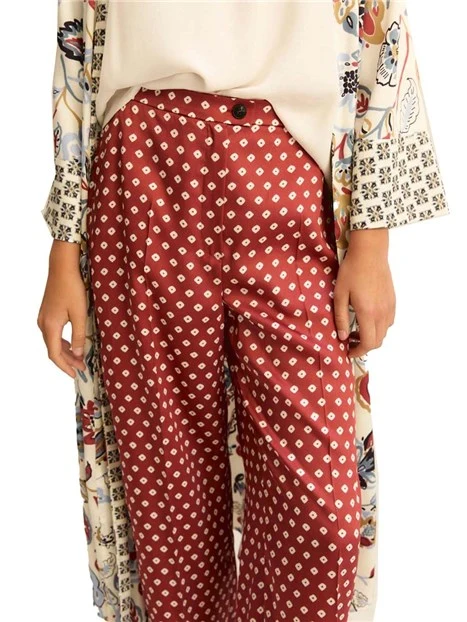 PANTALONI PALAZZO CON FANSTASIE VARIE DONNA ROSSO