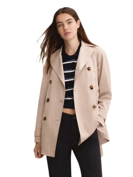 TRENCH IMPERMEABILE CON CINTURA IN TESSUTO COORDINATA DONNA BEIGE