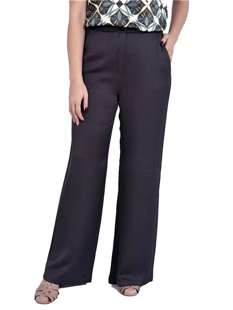 PANTALONI PALAZZO  IN MISTO VISCOSA FIT AMPIO DONNA MARRONE