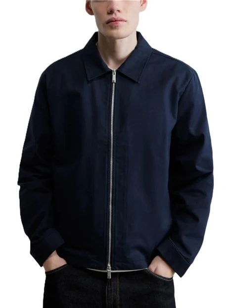 GIACCA IN COTONE CON ZIP SENZA CAPPUCCIO UOMO BLU