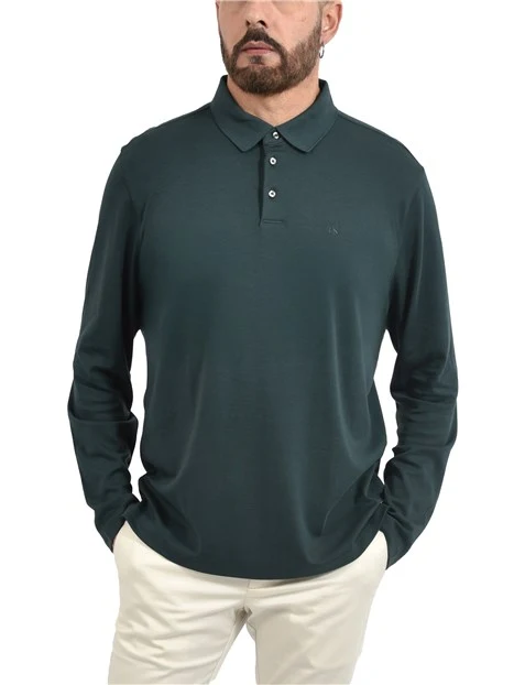 POLO MANICA LUNGA IN TESSUTO ELASTICIZZATO UOMO VERDE