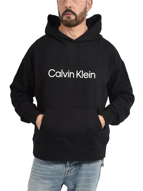 FELPA CON CAPPUCCIO CON TASCONE E LOGO GOMMATO UOMO NERO