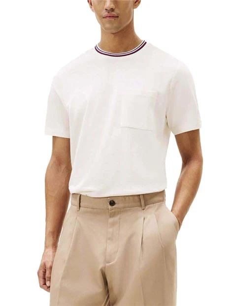 T-SHIRT MANICA CORTA IN COTONE CON TASCHINO UOMO BIANCO