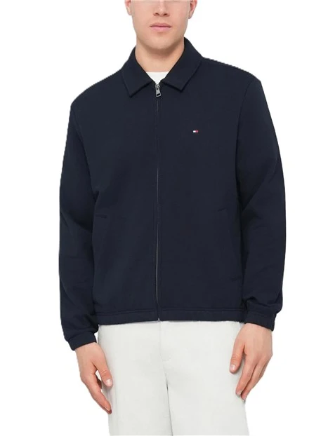 GIACCA IN COTONE CON ZIP E POLSINI ELASTICIZZATI UOMO BLU SCURO