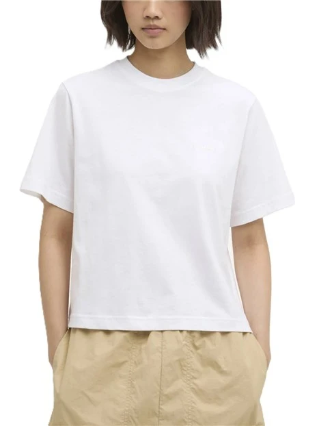 T-SHIRT MANICA CORTA MARJORIE CON SCOLLO A COSTE SOTTILI DONNA BIANCO