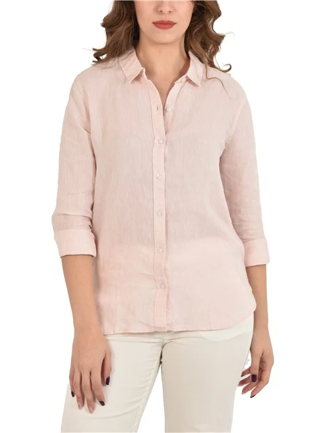 CAMICIA MARINE IN LINO A RIGHE DONNA ROSA - AZZURRO