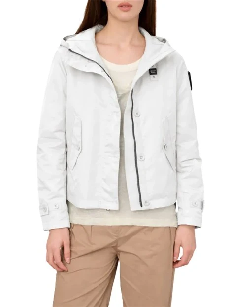 GIACCA CON DETTAGLI IN NLYON E CAPPUCCIO DONNA BIANCO