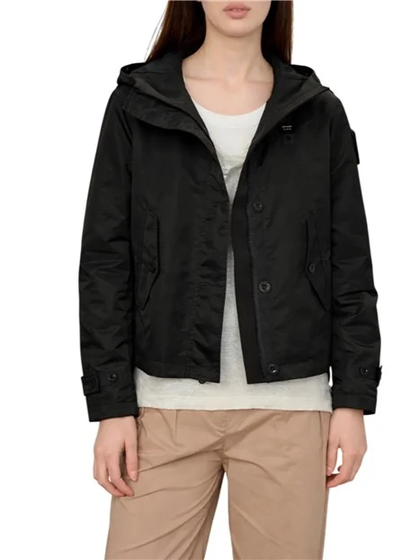 GIACCA CON DETTAGLI IN NLYON E CAPPUCCIO DONNA NERO