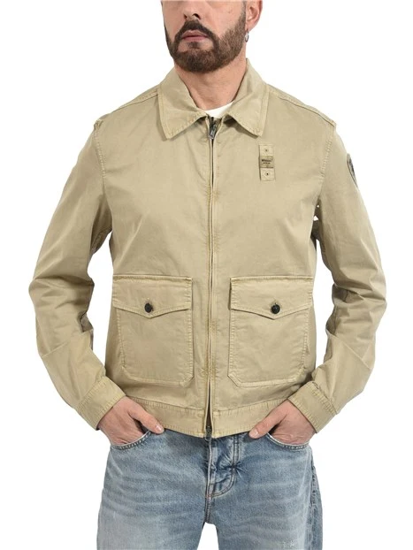 GIACCA CORTA SFODERATA CON CHIUSURA A ZIP UOMO BEIGE